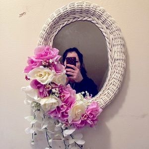 Upcycled floral mirror